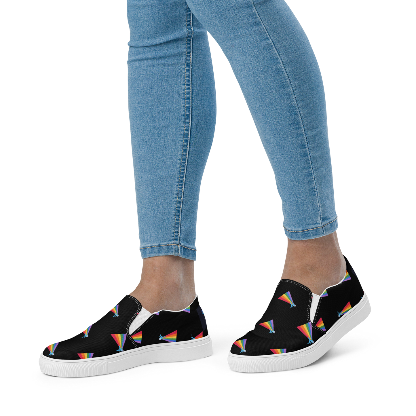 Our PRIDE Women’s Slip-On Canvas Shoes (Black Background)
